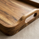 Acacia Wood Serving Tray with Raised Edge