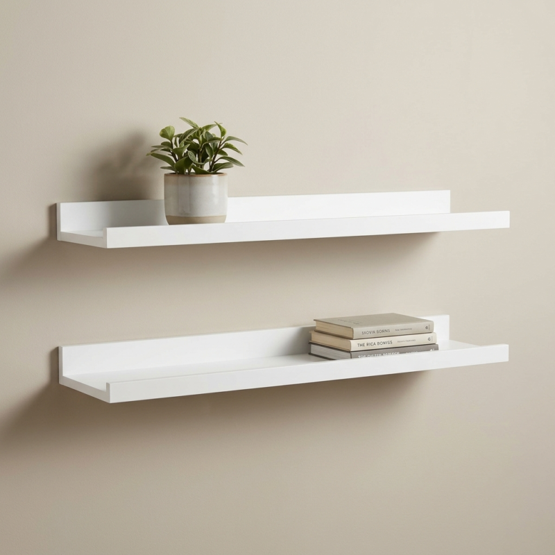 Floating Wall Shelf Set with Raised Edge