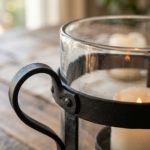 Glass Hurricane Candle Holder Set with Metal Base