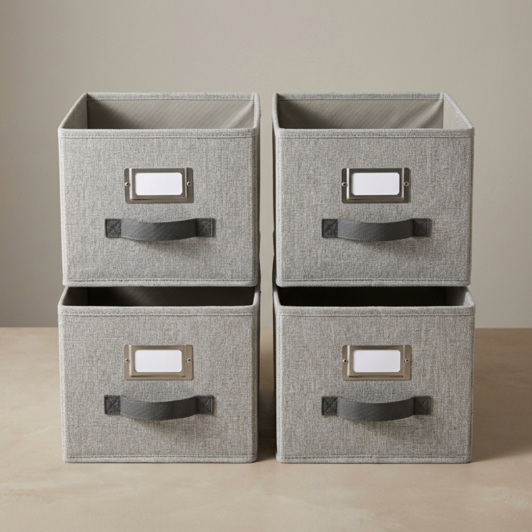Modular Fabric Closet Storage Bin Set with Label Holders