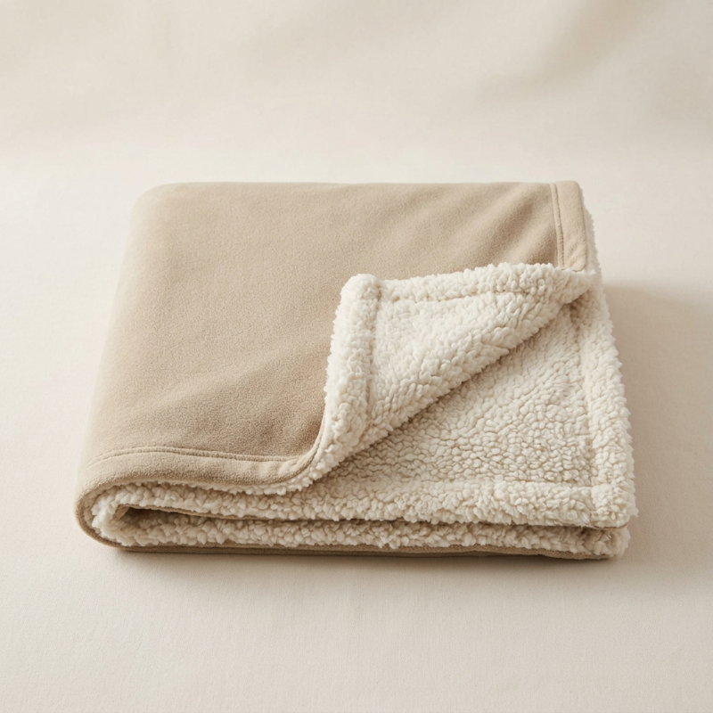 Reversible Sherpa Fleece Throw Blanket