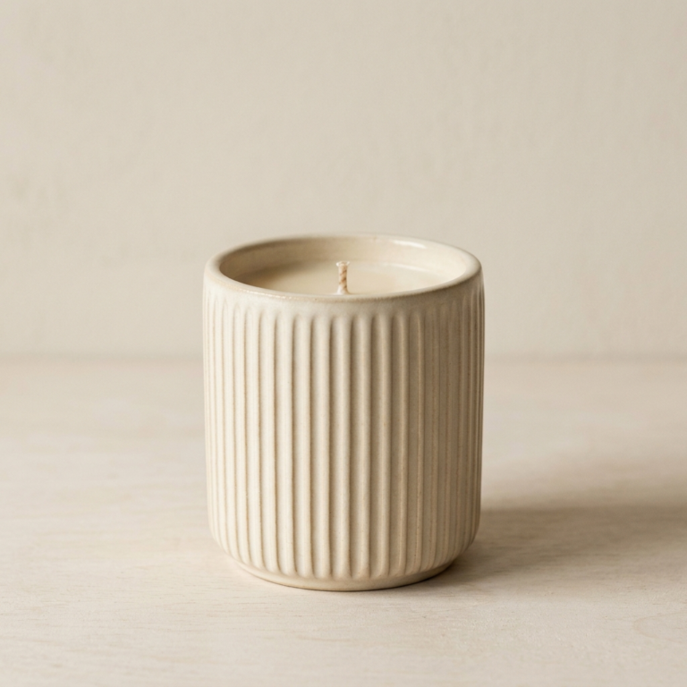 Ribbed Ceramic Candle Cup