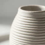 Ribbed Ceramic Vase Set for Tabletop Decor